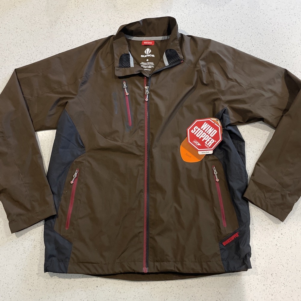 SUNICE Limmen Ultra Lightweight 2Layer Windstopper Jacket Black Brown Mens M NWT